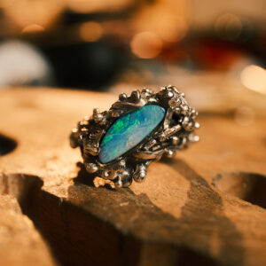 bague argent opale double fait main lumière d’écume artefact marin