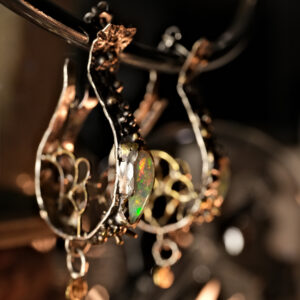 boucles d'oreilles argent laiton opale ethiopienne styx bijou artisanal